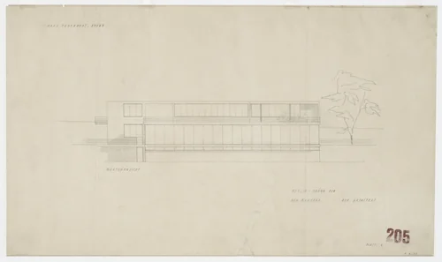Tugendhat House, Brno, Czech Republic (Elevation) by Ludwig Mies van der Rohe, mies van der rohe archive, 1928