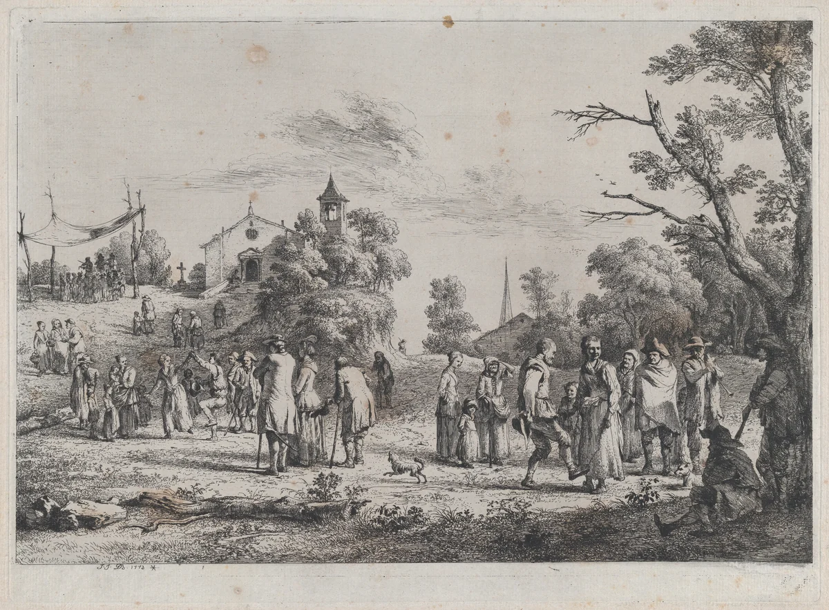 Village Festival by Jean Jacques de Boissieu, print, 1773