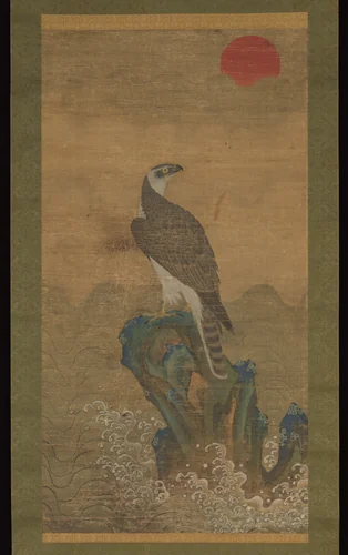 Hawk at Sunrise by Jeong Hong-Rae (정홍래), painting, 1750-1849