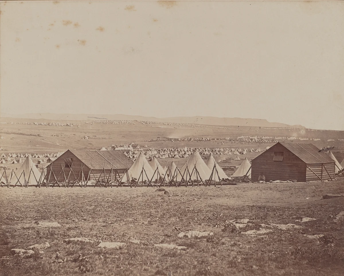 Camp of the 17th Regiment by James Robertson; Felice Beato, photograph, 1855-1856