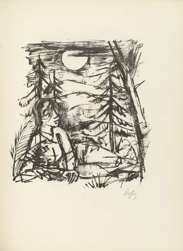 Plate 8 (folio 16) from Liebesgedichte (Love Poems) by Karl Hofer, illustrated book, 1922