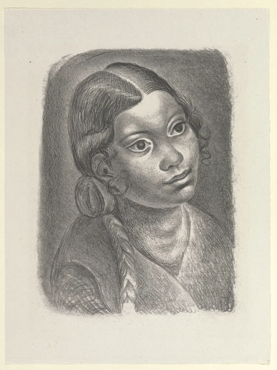 Study of a Head (Étude de tête) from Essai dur l'histoire de la lithographie en France. Les Peintures lithographes de Manet à Matisse. Album de lithographies originales. by Démétrius Emmanuel Galanis, print, 1924