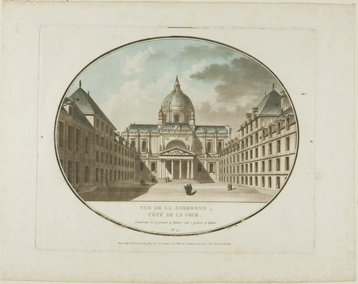 View of the Sorbonne by Jean François Janinet, print, 1772-1814