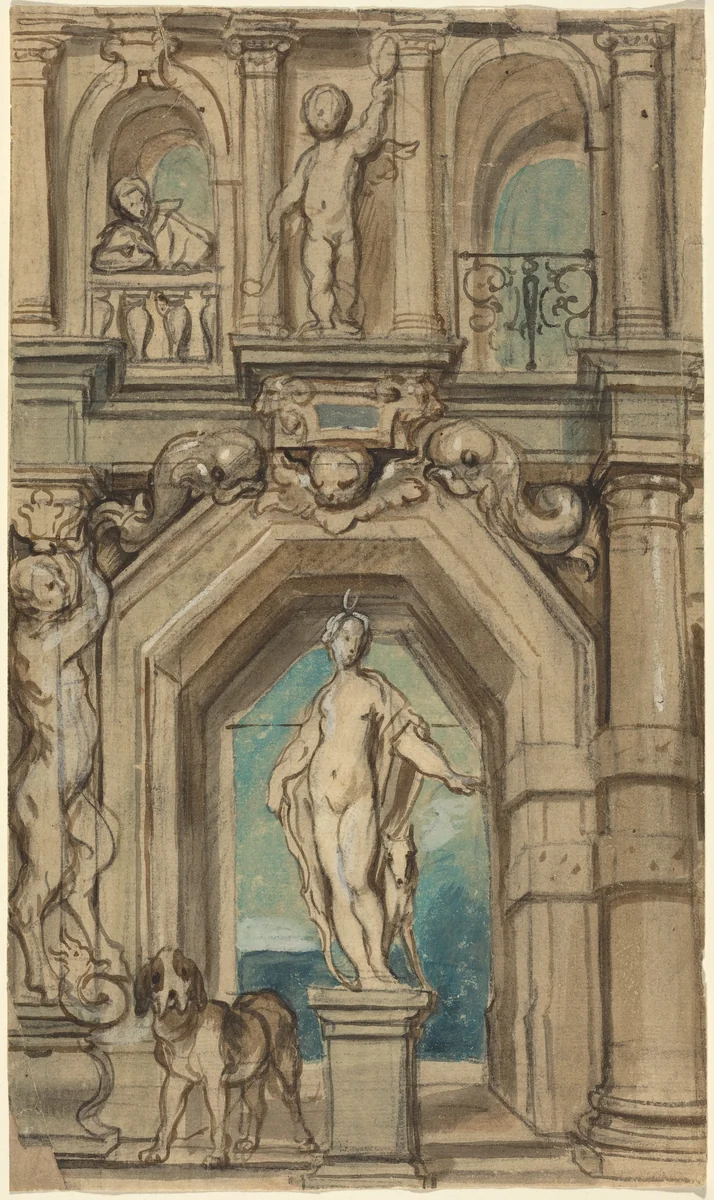 Design for a Wall Decoration [recto] by Jacob Jordaens, drawing, 1640-1645