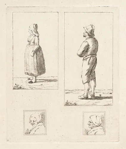 Vier figuurstudies by Nicolaas van der Worm, print, 1772-1828