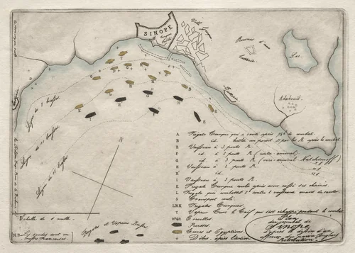 Map of the Battle of Sinope by Charles Meryon, print, 1853