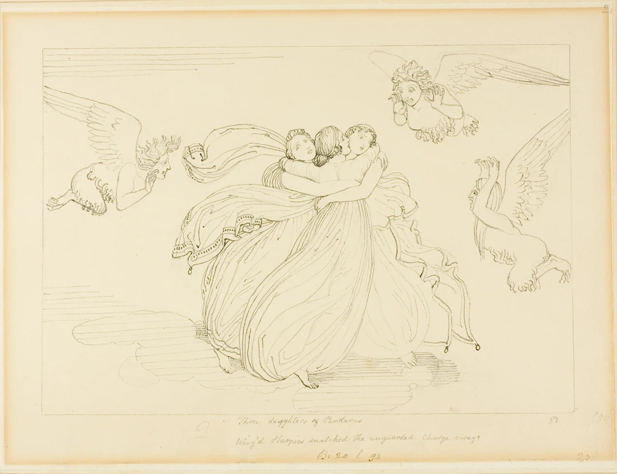 The Harpies and the Daughters of Pandarus by John Flaxman, drawing, 1775-1826