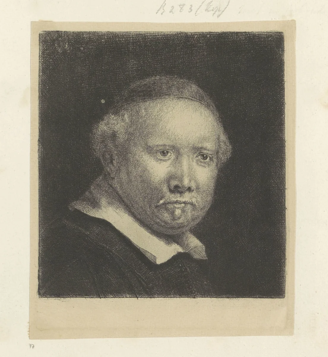 Portret van de schrijfmeester Lieven Willemsz. van Coppenol: grote plaat by Rembrandt van Rijn, book, 1658