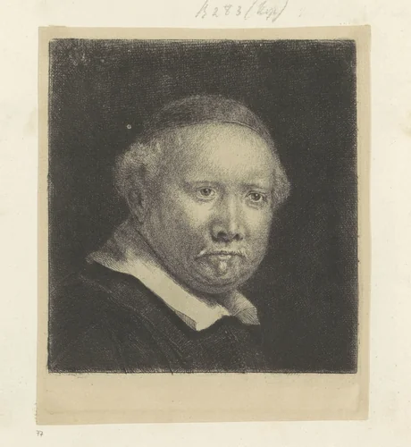 Portret van de schrijfmeester Lieven Willemsz. van Coppenol: grote plaat by Rembrandt van Rijn, book, 1658