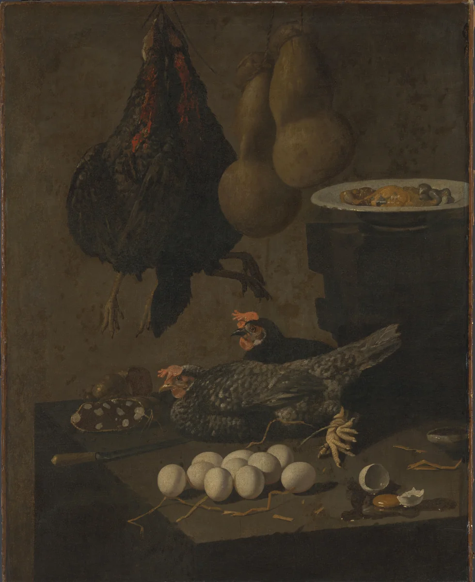 Still Life with Chickens and Eggs by Giovanni Battista Recco, painting, 1640-1660