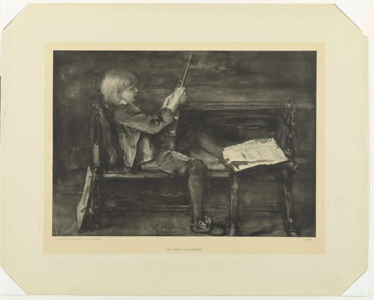 De jonge vioolspeler by Stoomsteendrukkerij Senefelder, photograph, 1903-1920