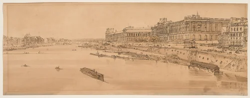 A Selection of Twenty of the Most Picturesque Views in Paris: View of the Louvre and Bridge of the Tuilleries taken from Pont Neuf by Thomas Girtin, print, 1802