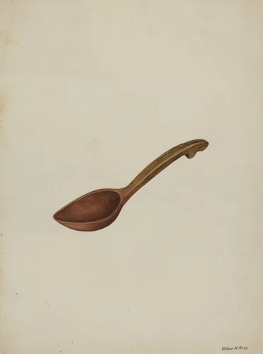 Oval Wooden Spoon by Wilbur M Rice, index of american design, 1937