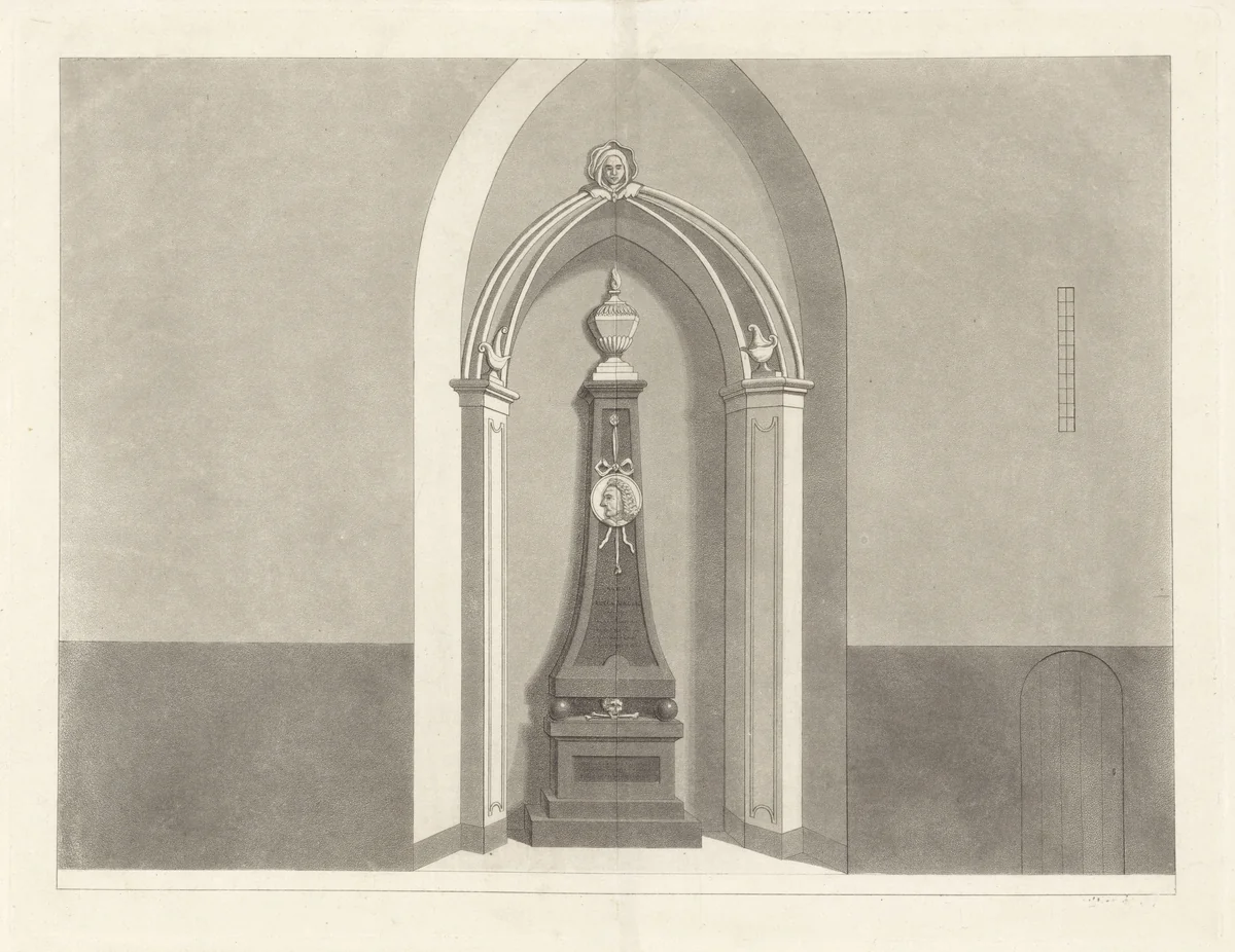 Grafmonument voor Anthony van Leeuwenhoek by Johannes Cornelis Zürcher, print, 1804-1882