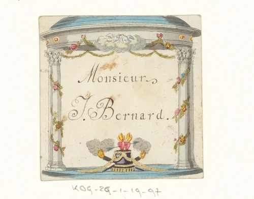Naamkaartje voor dhr. J. Bernard by anonymous, print, 1785-1810