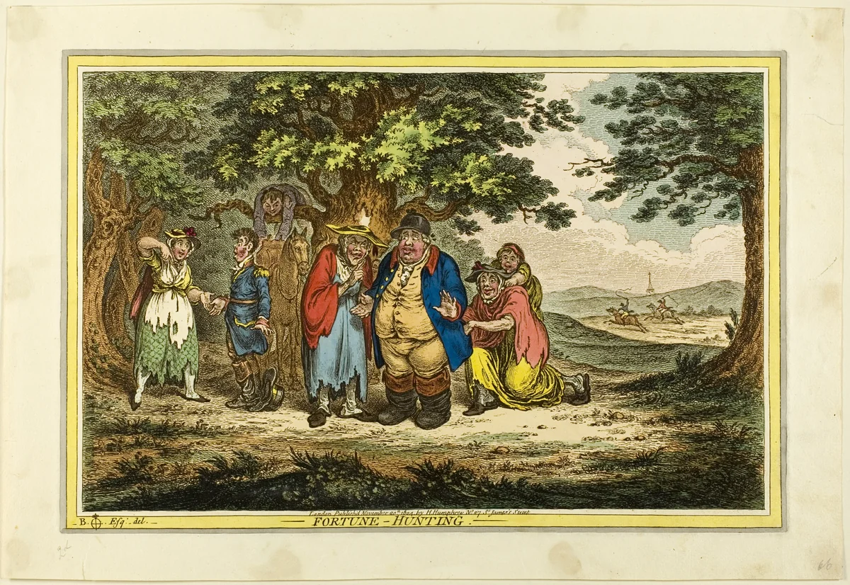 Fortune-Hunting by James Gillray, print, 1804