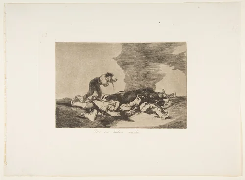 Plate 12 from "The Disasters of War" (Los Desastres de la Guerra): 'This is what you were born for' (Para eso habeis nacido) by Goya, print, 1810-1820
