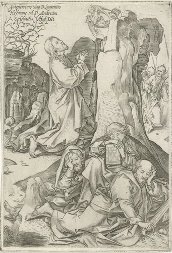 Christus in de hof van Getsemane by Unknown, print, 1584