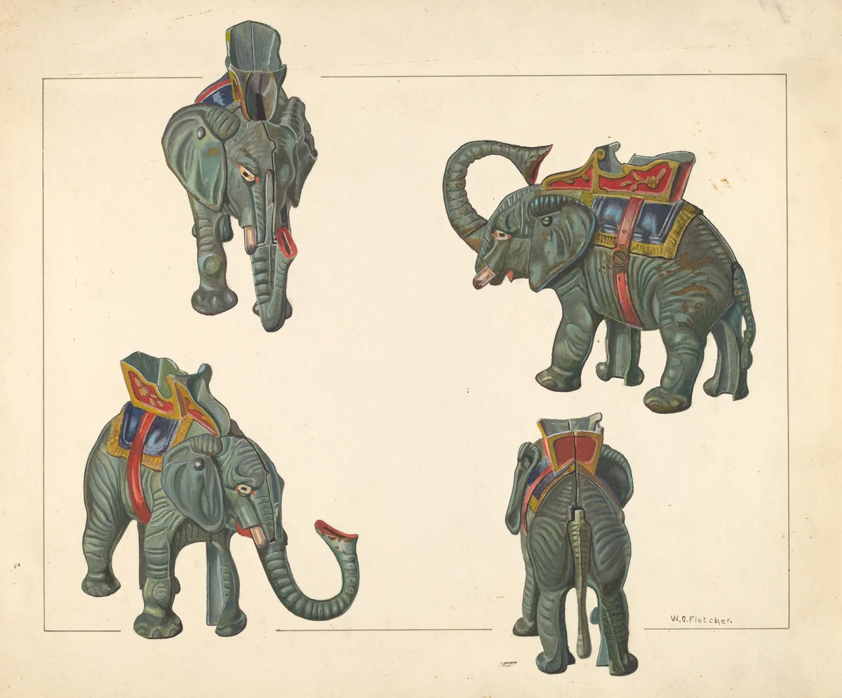 Toy Bank: Elephant by William O. Fletcher, index of american design, 1938