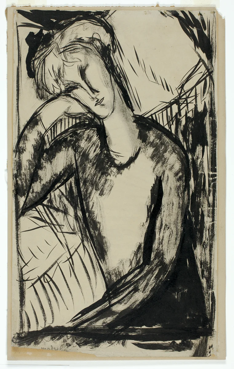 Portrait of a Young Woman by Amedeo Modigliani, drawing, 1904-1920
