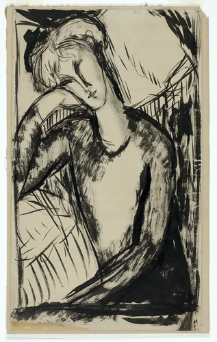 Portrait of a Young Woman by Amedeo Modigliani, drawing, 1904-1920