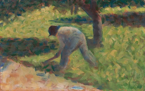 Peasant with a Hoe by Georges Seurat, painting, 1882