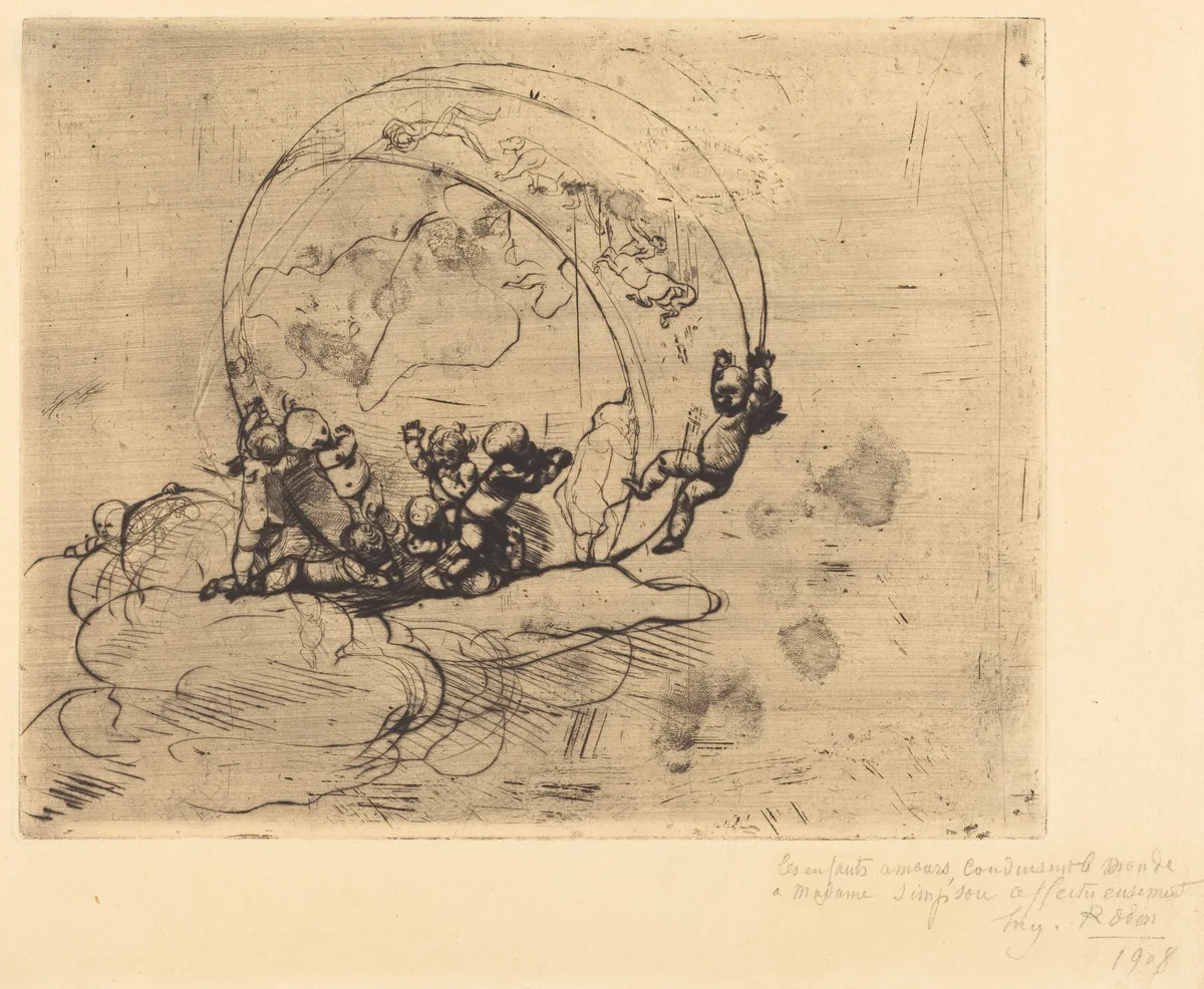 Les Amours Conduisant le Monde (Love Turning the World) by Auguste Rodin, print, 1881