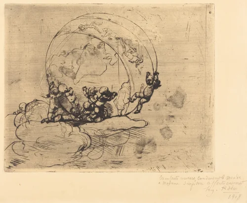 Les Amours Conduisant le Monde (Love Turning the World) by Auguste Rodin, print, 1881