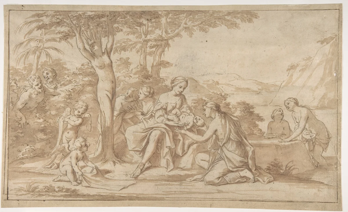 The Birth of Adonis by Marcantonio Franceschini, drawing, 1679-1689