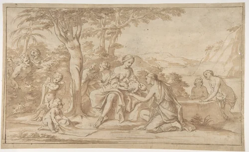 The Birth of Adonis by Marcantonio Franceschini, drawing, 1679-1689