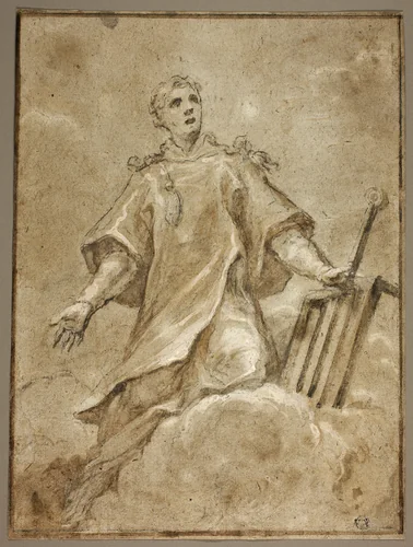 Saint Lawrence in Glory by Sigismondo Caula, drawing, 1657-1724