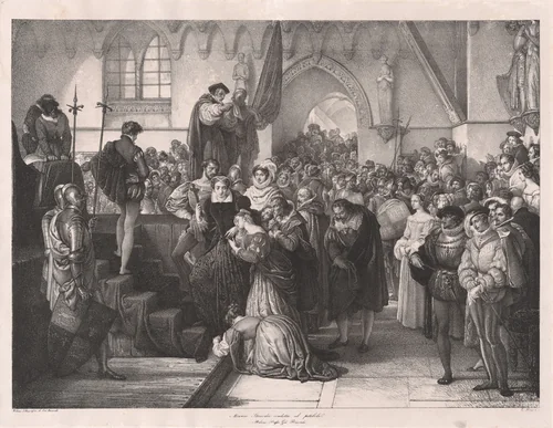 Maria Stuard condotta al patibolo (Mary Stuart Being Led to the Scaffold) by Francesco Hayez, print, 1822-1832