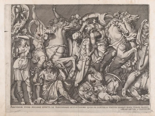 Battle of the Amazons, from "Speculum Romanae Magnificentiae" by Nicolas Beatrizet, print, 1559