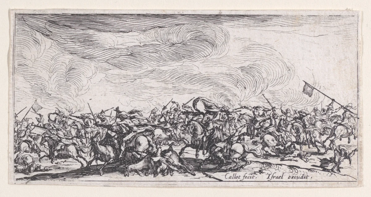 Le Combat a l'Épée (The Combat with Swords), from "Les Combats de Cavalerie" (The Cavalry Combats) by Jacques Callot, print, 1632-1634
