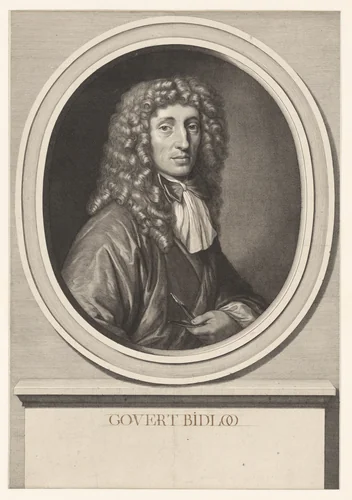 Portret van Goverd Bidloo by Abraham Bloteling, print, 1680-1690