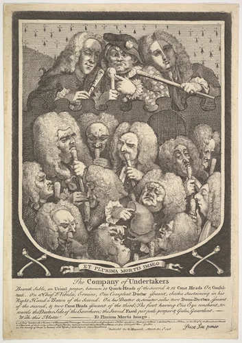 The Company of Undertakers by William Hogarth, print, 1736