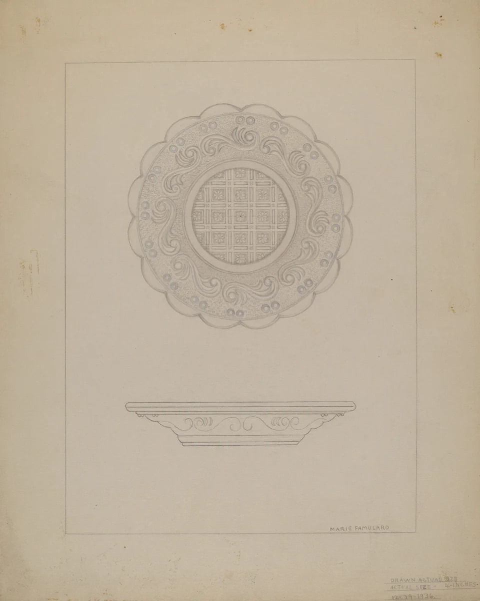 Sandwich Glass by Marie Famularo, index of american design, 1936
