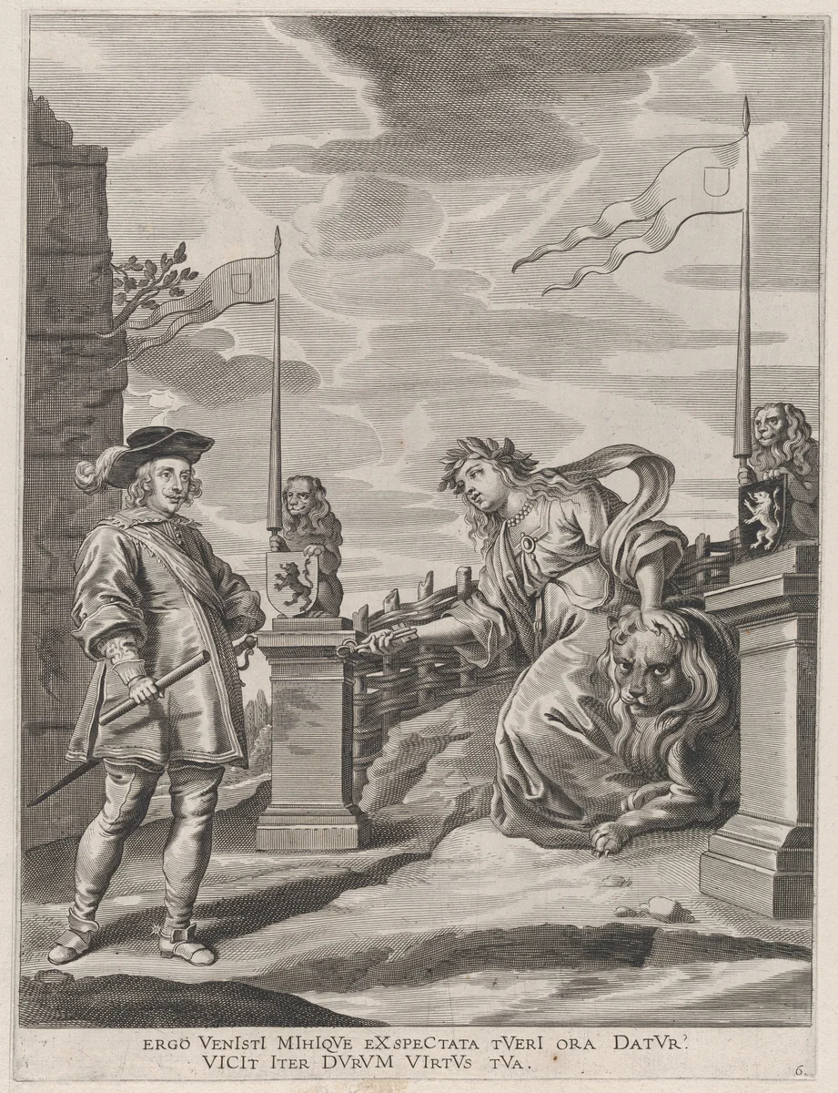 Plate 6: Ferdinand receiving the keys to the city of Ghent; from Guillielmus Becanus's 'Serenissimi Principis Ferdinandi, Hispaniarum Infantis...' by Pieter de Jode II, print, 1636