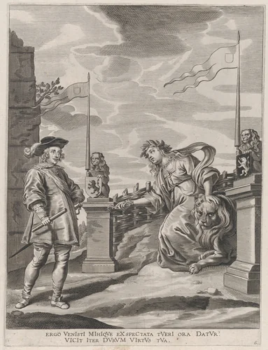 Plate 6: Ferdinand receiving the keys to the city of Ghent; from Guillielmus Becanus's 'Serenissimi Principis Ferdinandi, Hispaniarum Infantis...' by Pieter de Jode II, print, 1636