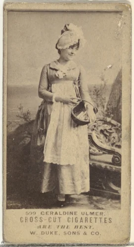 Card Number 599, Geraldine Ulmer, from the Actors and Actresses series (N145-3) issued by Duke Sons & Co. to promote Cross Cut Cigarettes by W. Duke, Sons & Co., photograph, 1880-1889