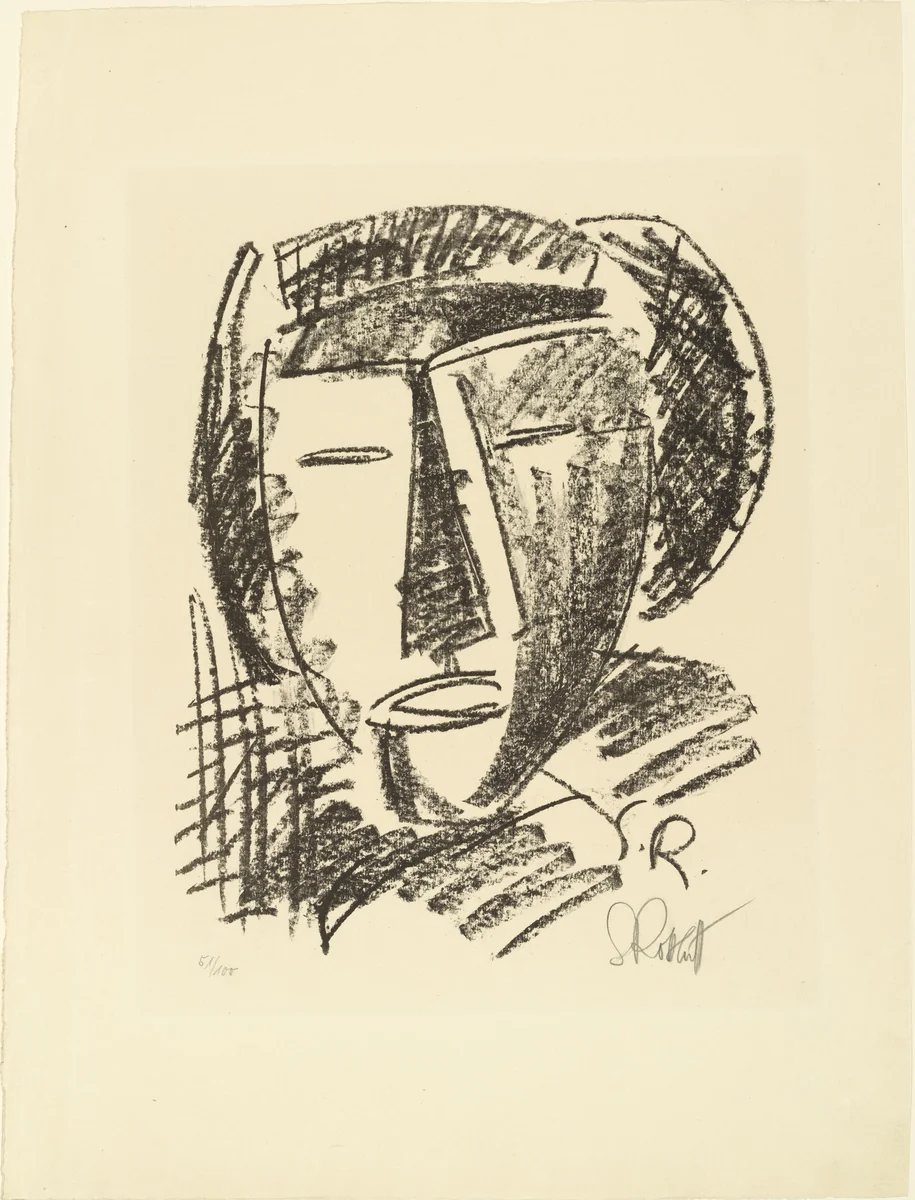 Head (Kopf) from the portfolio Seventeen Lithographs (Siebzehn Steinzeichnungen) by Karl Schmidt-Rottluff, print, 1921