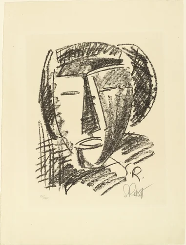 Head (Kopf) from the portfolio Seventeen Lithographs (Siebzehn Steinzeichnungen) by Karl Schmidt-Rottluff, print, 1921