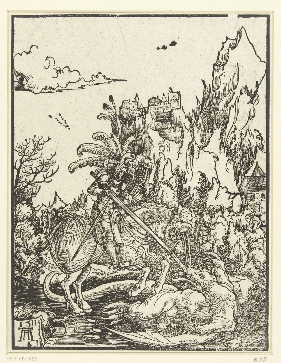 Heilige Joris en de draak by Unknown, print, 1511