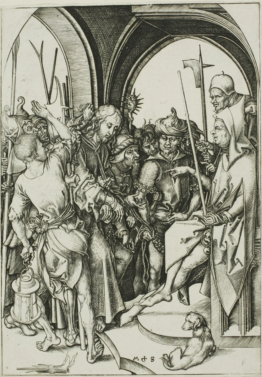 Christ Before Annas by Martin Schongauer, print, 1475-1485
