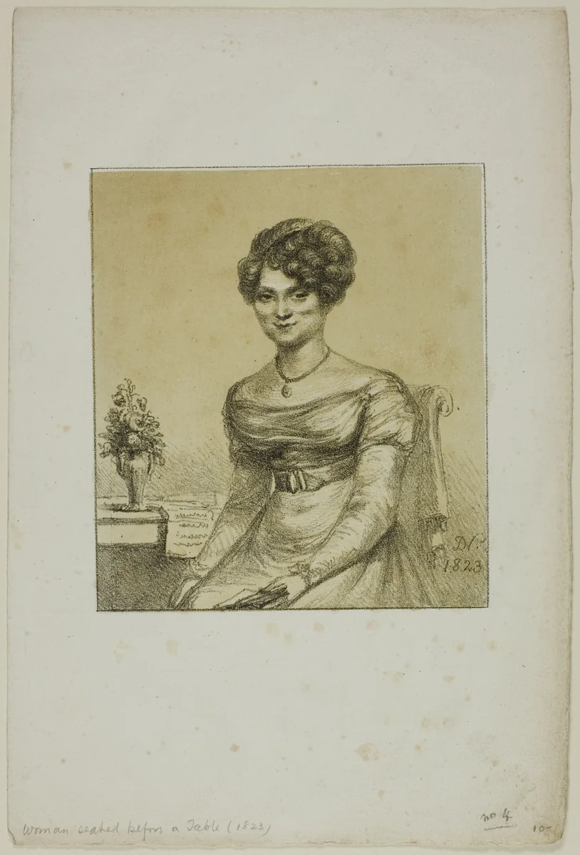 Woman Seated before a Table by Dominique Vivant Denon, print, 1823