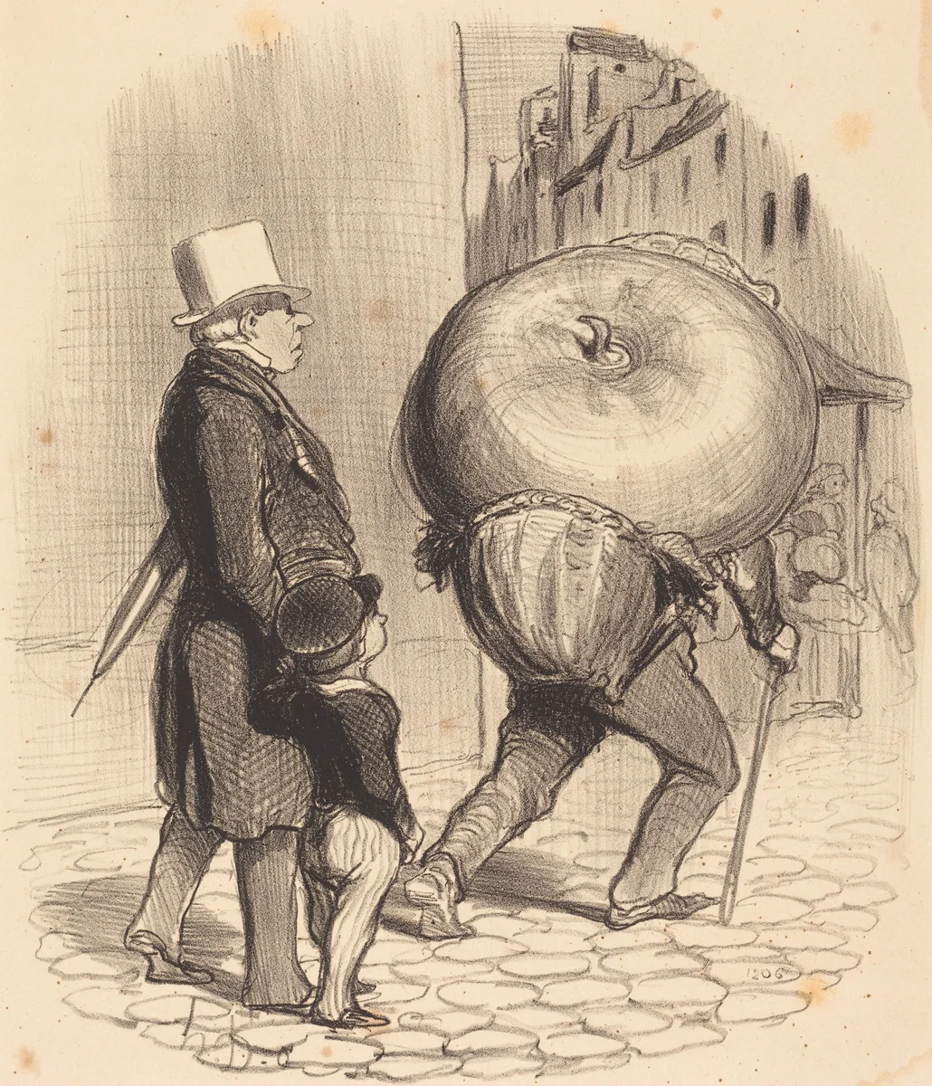 Une Leçon de botanique by Honoré Daumier, print, 1852