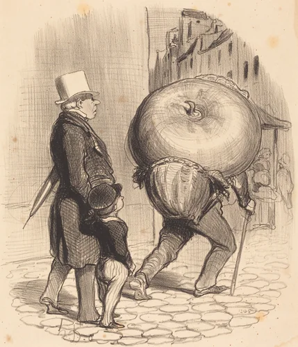 Une Leçon de botanique by Honoré Daumier, print, 1852