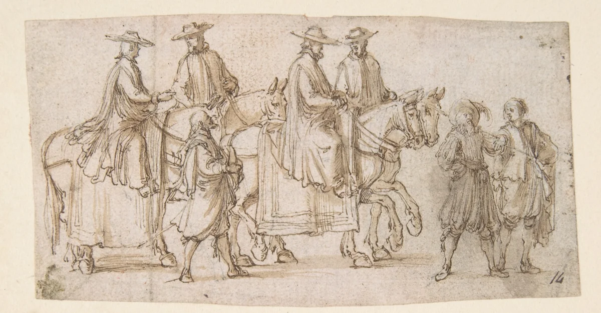 A Procession by Stefano della Bella, drawing, 1610-1664