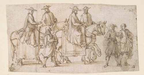 A Procession by Stefano della Bella, drawing, 1610-1664