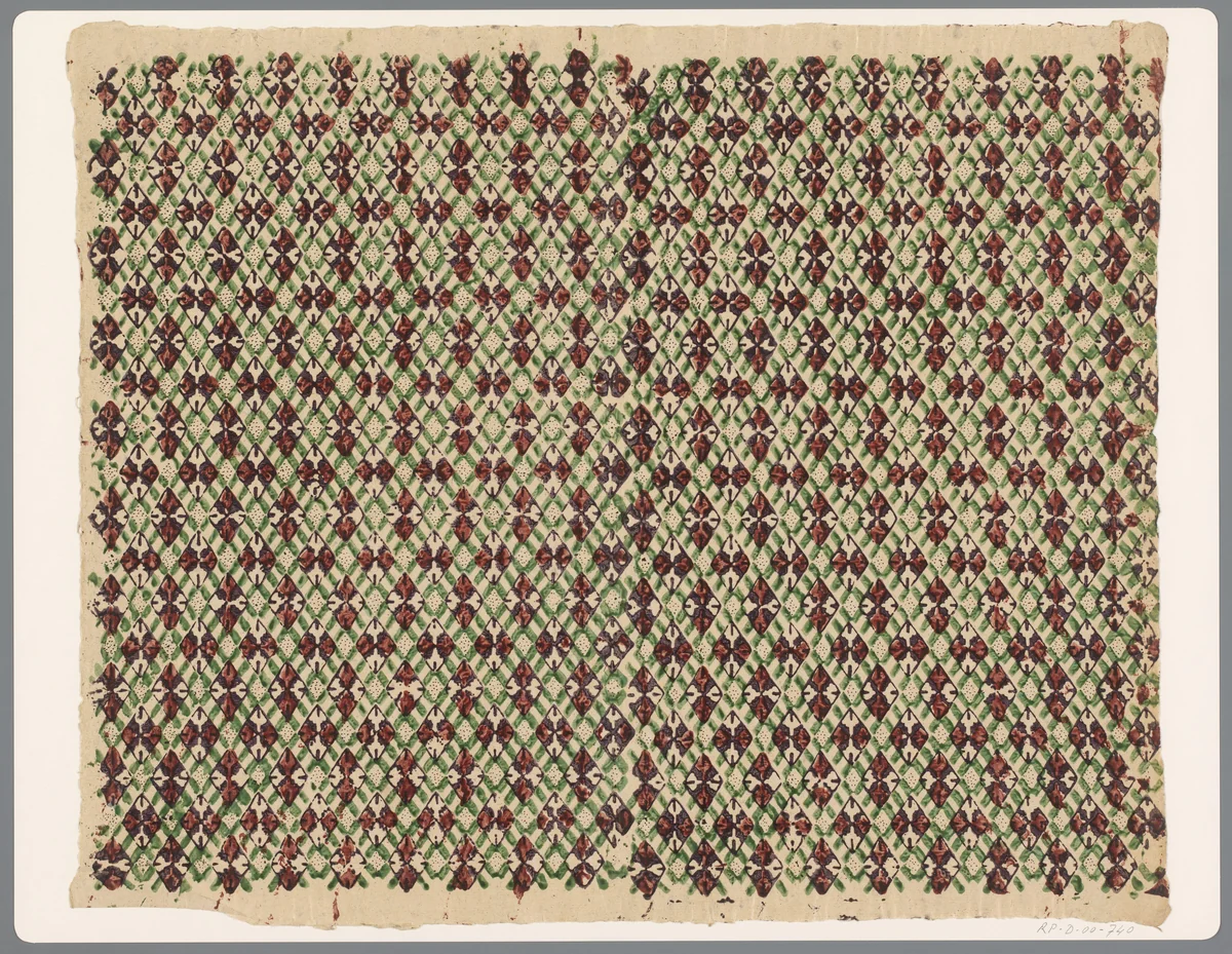 Blad met ruitenpatroon by anonymous, print, 1750-1900